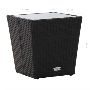 Masă de ceai negru 41,5x41,5x43 cm poliratan sticlă securizată - Img 5