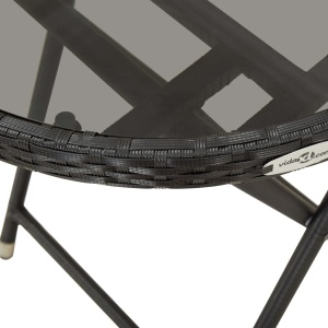 Masă de ceai negru 60 cm poliratan sticlă securizată - Img 6