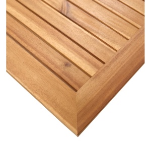 Masă de grădină 140x80x75cm lemn masiv de tec &amp; oțel inoxidabil - Img 4