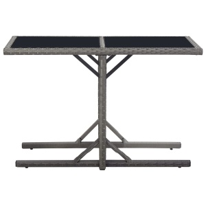 Masă de grădină, negru, 110 x 53 x 72 cm, sticlă și poliratan - Img 2