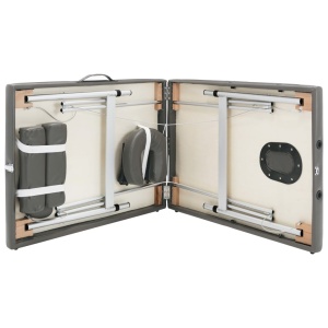 Masă de masaj cu 2 zone, cadru aluminiu, antracit, 186 x 68 cm - Img 7