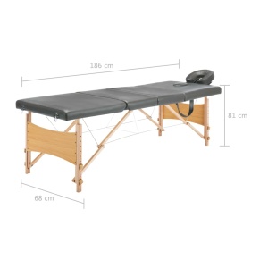 Masă de masaj cu 4 zone, cadru din lemn, antracit, 186 x 68 cm - Img 11