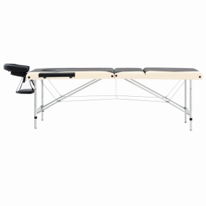 Masă de masaj pliabilă, 3 zone, negru și bej, aluminiu - Img 3