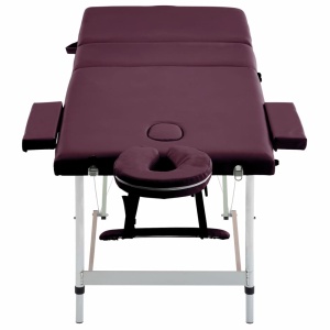 Masă de masaj pliabilă cu 3 zone, violet, aluminiu - Img 4