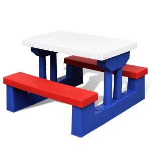 Masă de picnic pentru copii cu bănci & umbrelă, multicolor - Img 4