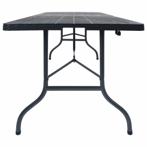 Masă grădină pliabilă, negru, 180x75x72 cm, HDPE imitație ratan - Img 2