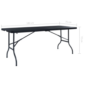 Masă grădină pliabilă, negru, 180x75x72 cm, HDPE imitație ratan - Img 5