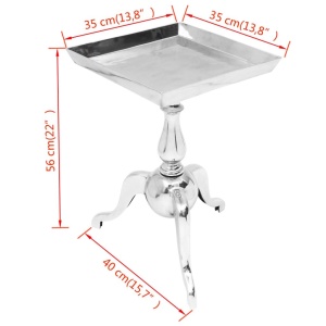 Masă laterală pătrată din aluminiu, argintiu - Img 5