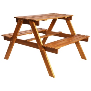 Masă picnic pentru copii cu umbrelă, 79x90x60 cm, lemn acacia - Img 4
