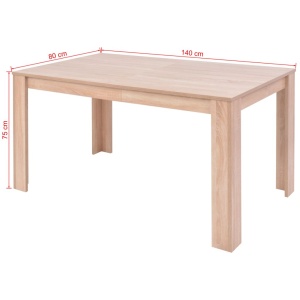 Masă și scaune 5 piese, piele artificială, stejar, crem - Img 11