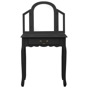 Masă toaletă cu taburet negru 65x36x128 cm lemn paulownia MDF - Img 3