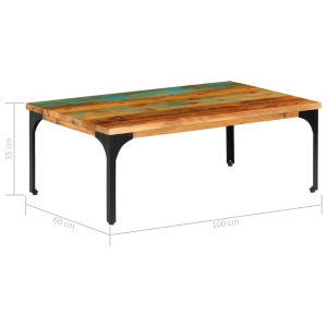 Măsuță de cafea, 100 x 60 x 35 cm, lemn masiv reciclat - Img 12