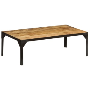 Măsuță de cafea, 110 cm, lemn masiv de mango nefinisat, oțel - Img 11