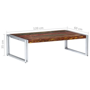 Măsuță de cafea, 120 x 60 x 35 cm, lemn masiv reciclat - Img 5