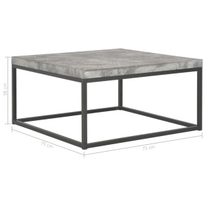 Măsuță de cafea, 75 x 75 x 38 cm, aspect de beton - Img 5