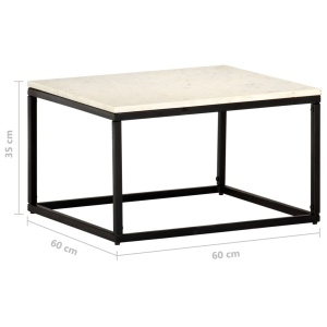 Măsuță de cafea alb 60x60x35 cm piatră naturală aspect marmură - Img 5