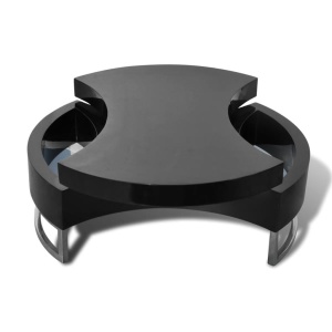 Măsuță de cafea cu formă reglabilă, negru lucios - Img 4
