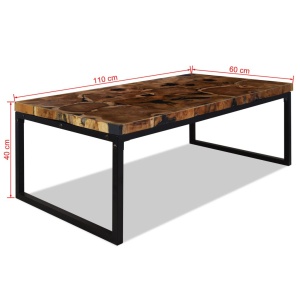 Măsuță de cafea din tec și rășină, 110 x 60 x 40 cm - Img 10