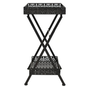 Măsuță de ceai pliabilă stil vintage negru 58x35x72 cm metal - Img 3