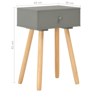 Măsuță noptieră, 2 buc., gri, lemn masiv de pin - Img 9