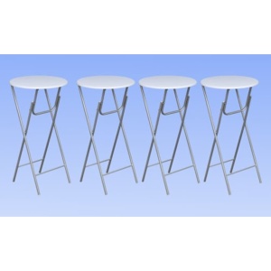 Mese de bar, 4 buc., cu blat din MDF, alb - Img 2