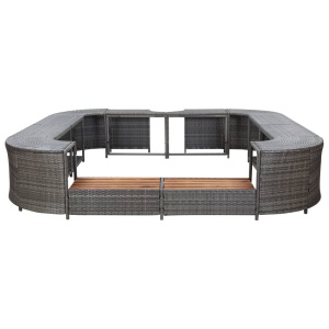 Mobilier de jacuzzi pătrat, gri, 268 x 268 x 55 cm, poliratan - Img 2