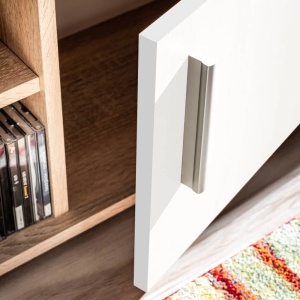 Mobilier sufragerie spațiu TV, lumini LED, Stejar Sonoma și Alb - Img 3
