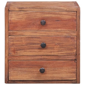 Noptieră cu 3 sertare, 35 x 25 x 35 cm, lemn masiv reciclat - Img 2