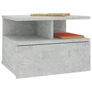 Noptieră suspendată, gri beton, 40 x 31 x 27 cm, PAL - Img 3
