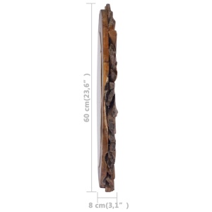 Oglindă de perete, 60 cm, tec, rotund - Img 5
