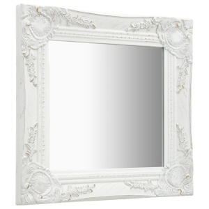 Oglindă de perete in stil baroc, alb, 40 x 40 cm - Img 2