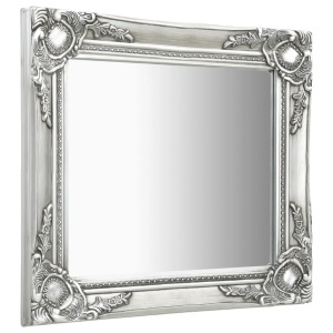 Oglindă de perete in stil baroc, argintiu, 50 x 50 cm - Img 2