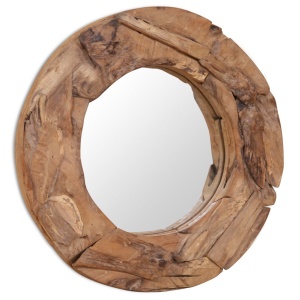 Oglindă decorativă Lemn de tec 60 cm Rotundă - Img 2