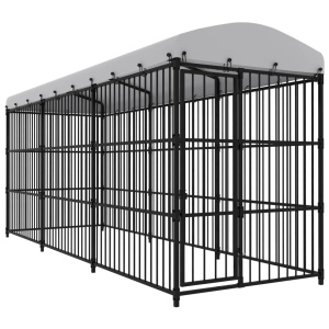 Padoc pentru câini de exterior, cu acoperiș, 450 x 150 x 210 cm