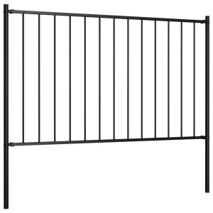 Panou de gard cu stâlpi, negru, 1,7 x 1 m, oțel - Img 2