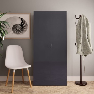 Pantofar, gri foarte lucios, 80 x 35,5 x 180 cm, PAL