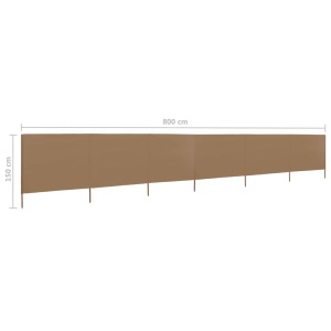 Paravan anti-vânt cu 6 panouri gri taupe 800x120 cm textil - Img 5