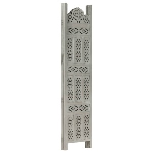 Paravan cameră sculptat manual 3 panouri gri 120x165 cm mango - Img 2