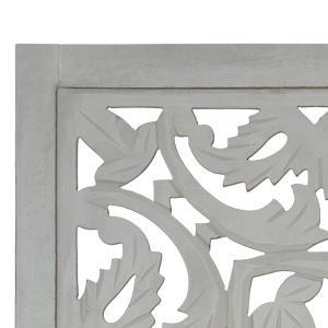 Paravan cameră sculptat manual 3 panouri gri 120x165 cm mango - Img 4