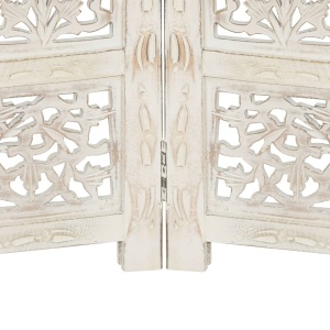 Paravan cameră sculptat manual, 4 panouri, alb 160x165 cm mango - Img 4