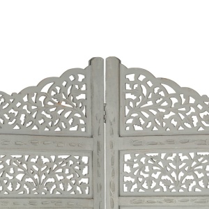 Paravan cameră sculptat manual 4 panouri gri 160x165 cm mango - Img 7