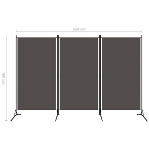 Paravan de cameră cu 3 panouri, antracit, 260 x 180 cm - Img 5