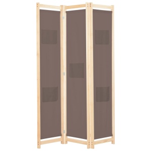 Paravan de cameră cu 3 panouri, maro, 120x170x4 cm, textil