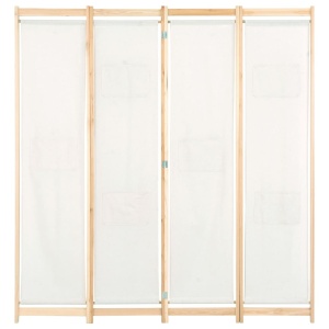 Paravan de cameră cu 4 panouri, crem, 160x170x4 cm, textil - Img 2