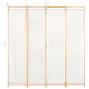 Paravan de cameră cu 4 panouri, crem, 160x170x4 cm, textil - Img 7