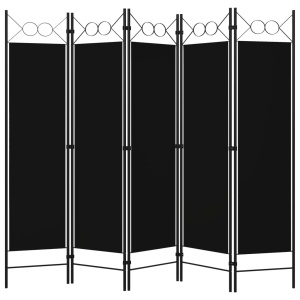 Paravan de cameră cu 5 panouri, negru, 200 x 180 cm - Img 2