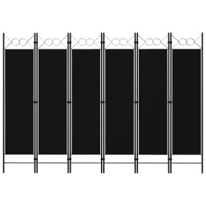 Paravan de cameră cu 6 panouri, negru, 240 x 180 cm