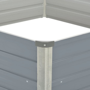 Pat inalt cu straturi, 129x129x46 cm, oțel galvanizat, gri - Img 4