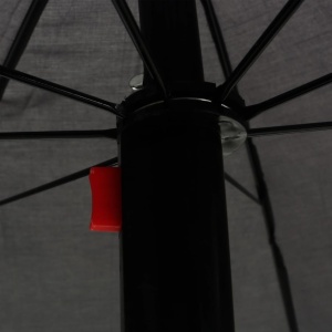 Pat șezlong de exterior cu umbrelă, gri, poliratan - Img 3