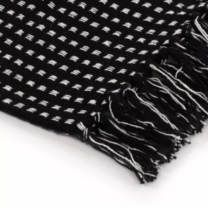 Pătură decorativă cu pătrățele, bumbac, 125 x 150 cm, negru - Img 5